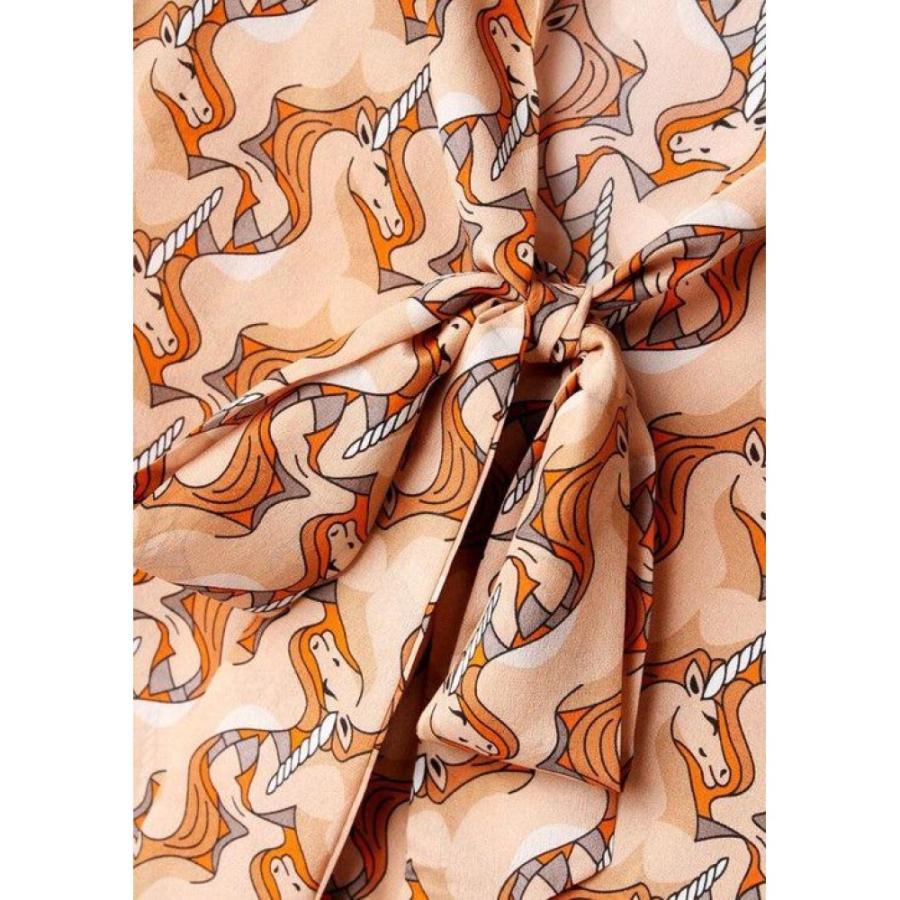 100% Silk Women's Shirt Lace Up Bow Collar Long Sleeves Animals Cartoons Printed Fashion Casual Blouse Tops