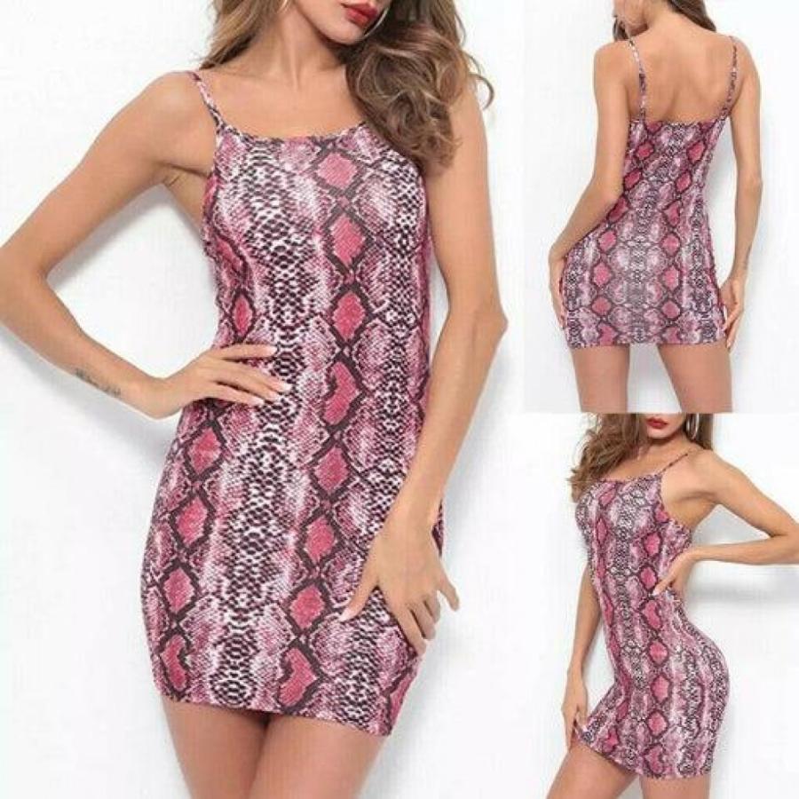 2019 Fashion Women Ladies Snake Printing Strap Mini Dress Sexy Sleeveless Bodycon Dress Casual Summer Beach Sundress