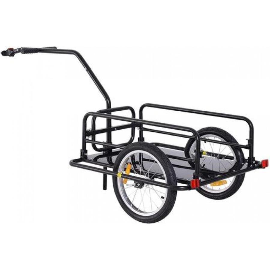 Aosom Foldable Bike Cargo Trailer Cart With Hitch, 80lbs Capacity, 16in Wheels, Black