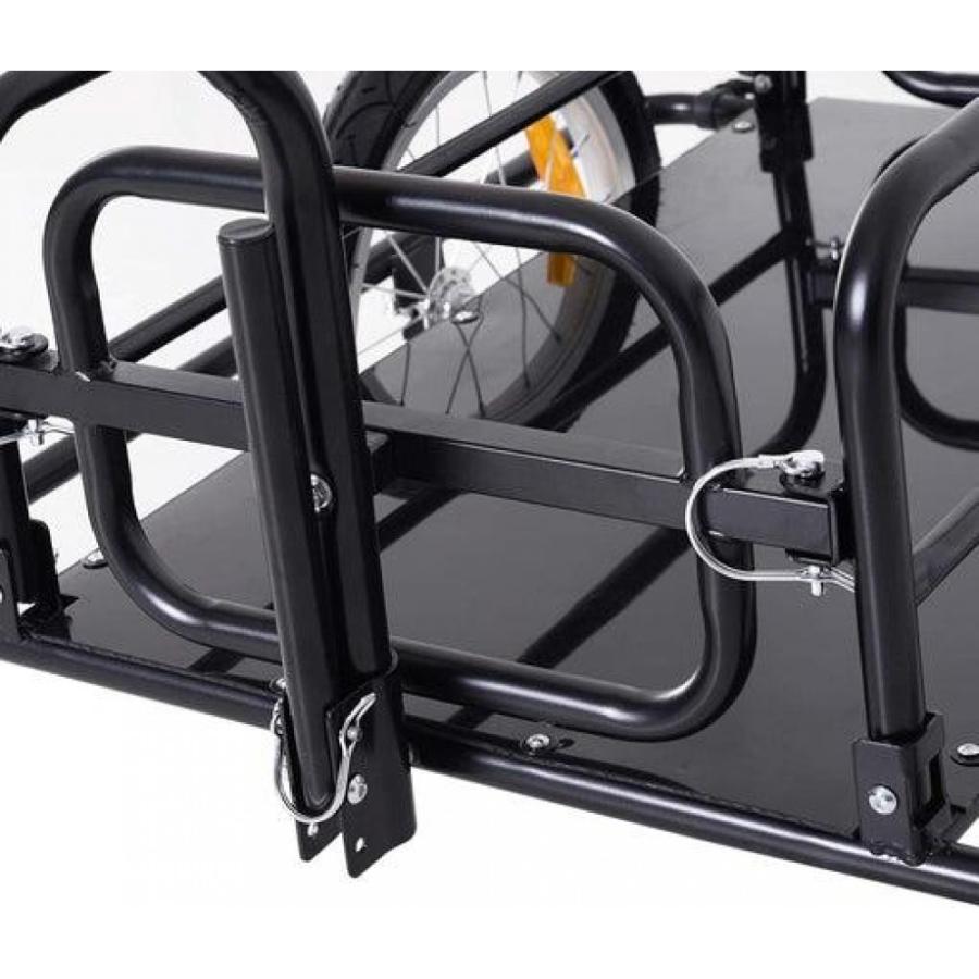 Aosom Foldable Bike Cargo Trailer Cart With Hitch, 80lbs Capacity, 16in Wheels, Black