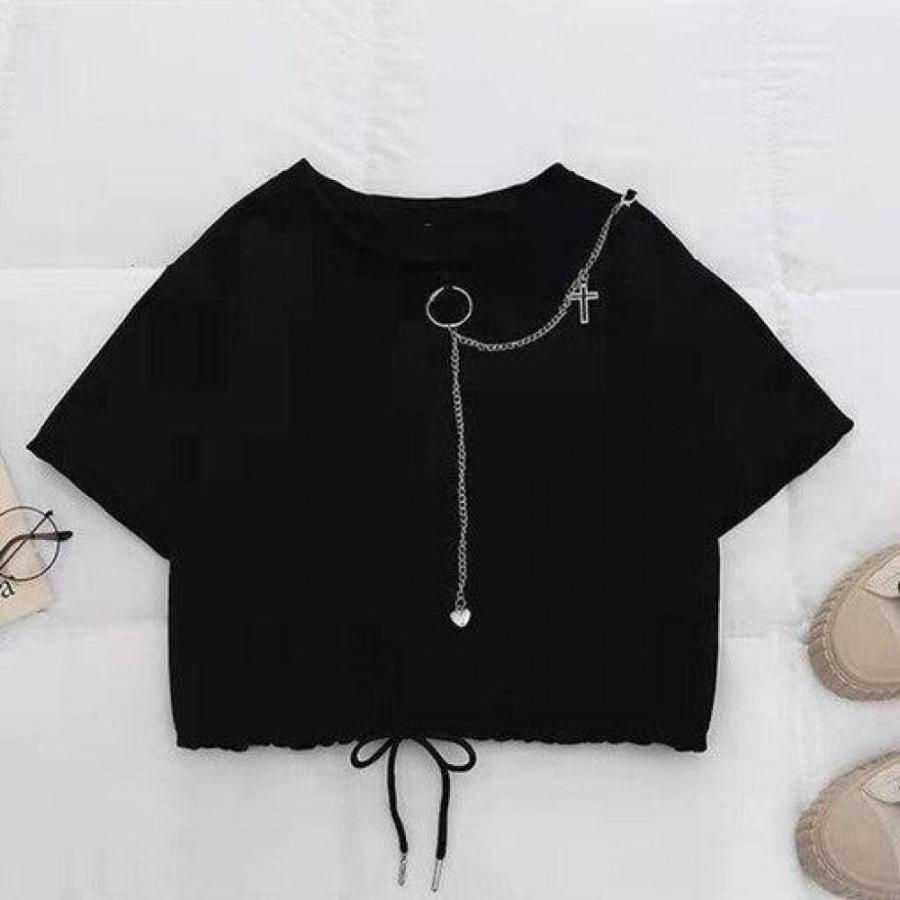 Buckle Ribbon Pocket Cargo Pants Elastic Waist High Chain Jogger Streetwear 2 Piece Suit Women