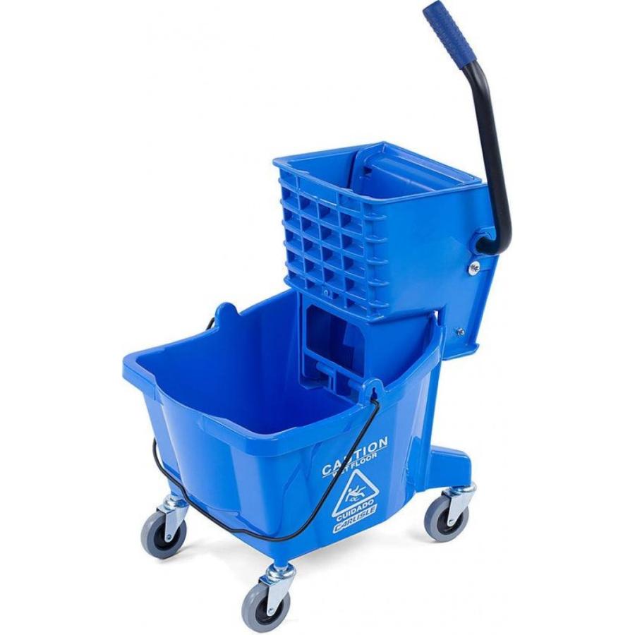 Carlisle 3690814 Mop Bucket With Side Press Wringer 26 Quart Blue