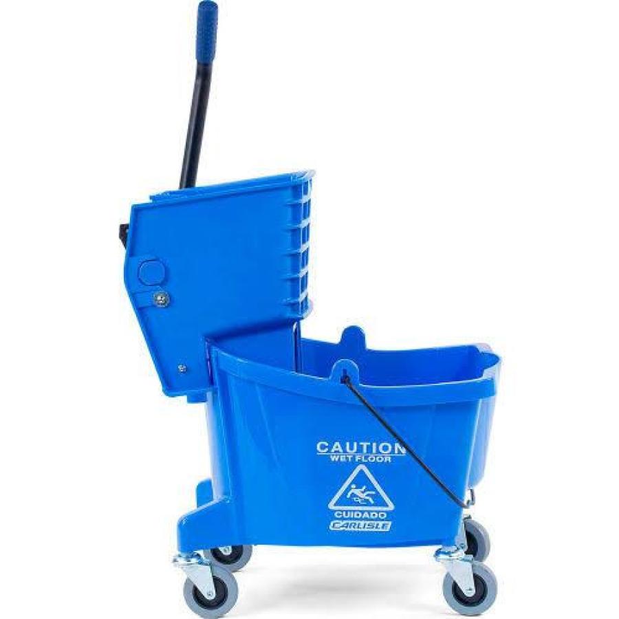 Carlisle 3690814 Mop Bucket With Side Press Wringer 26 Quart Blue
