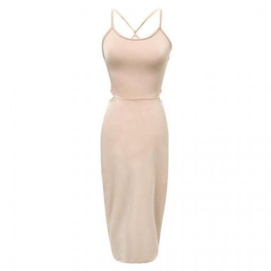 Elegant Fashion Summer Women Sleeveless Bodycon Sexy Backless Solid Casual Party Slim Beach Pencil Dress Sundress