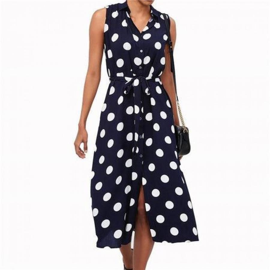 Fashion Women Boho Polka Dot Split Midi Shirt Dress Summer Ladies Sleeveless Beach Party Casual Sundress