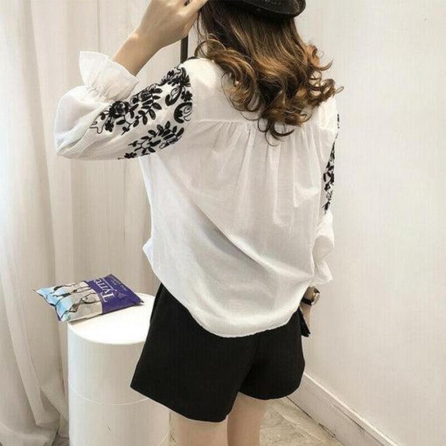 Fashion Women Ladies Long Sleeve Printed Embroidery Casual Blouse Tops Holiday Summer Office Work Shirt Plus Size