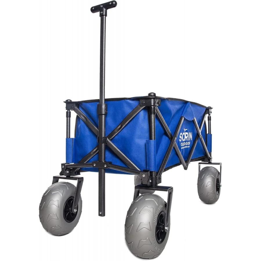 Heavy Duty Collapsible Foldable Beach Cart With Balloon Wheels For Sand Garden Wagon Camping Beach Wagon With Balloon Tires Cart For Beach With Big Wheels Inflatable Tires