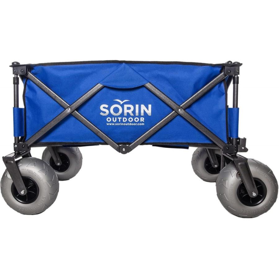 Heavy Duty Collapsible Foldable Beach Cart With Balloon Wheels For Sand Garden Wagon Camping Beach Wagon With Balloon Tires Cart For Beach With Big Wheels Inflatable Tires