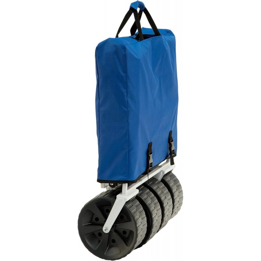 Macsports All Terrain Beach Wagon With Side Table/Heavy Duty Collapsible Folding Cart With Large Wheels For Beach Day, Picnic, Camping, Outdoor Activities / Blue/White
