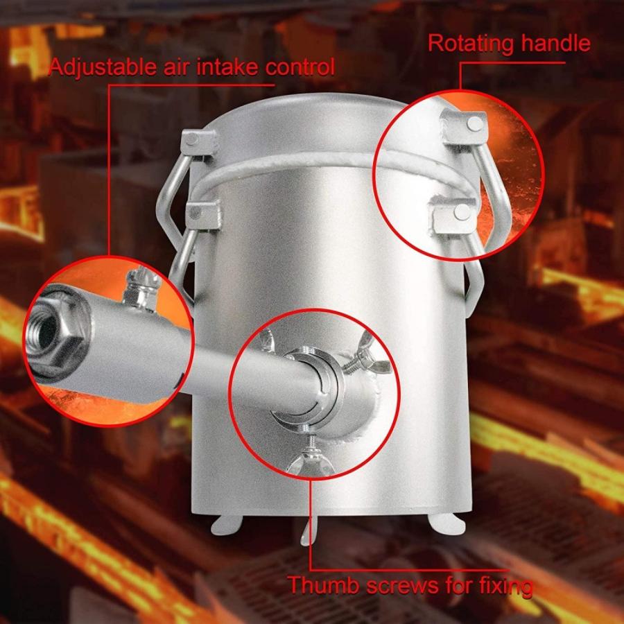 Propane Melting Furnace Kits, 6kg(13lb) Graphite Crucible, Up To 2372沈, Made Ofsteel Barrel, Smelt Metal,with Goggles And High Temperature Gloves