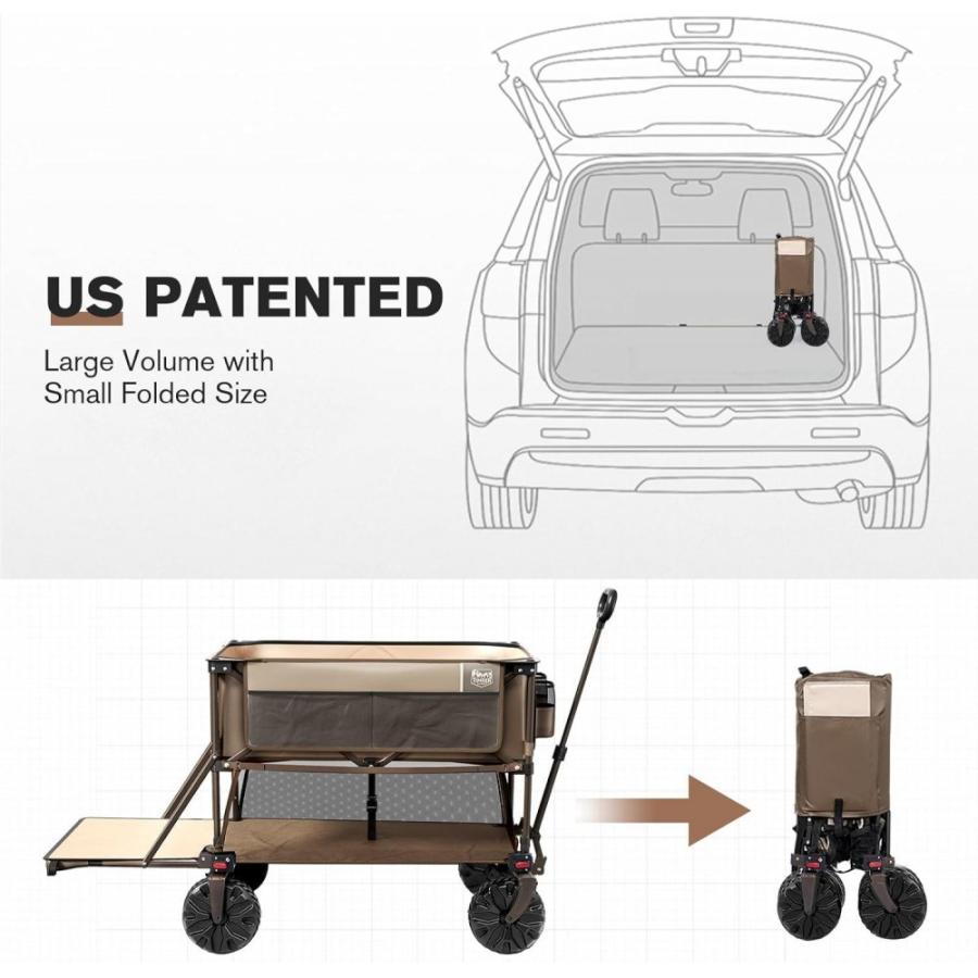 Timber Ridge 400l Large Capacity Folding Double Decker Wagon, 54 Extra Long Extender Wagon Cart, 450lbs Heavy Duty Collapsible Wagon, All-Terrain Big Wheels For Camping, Sports, Shopping, Brown