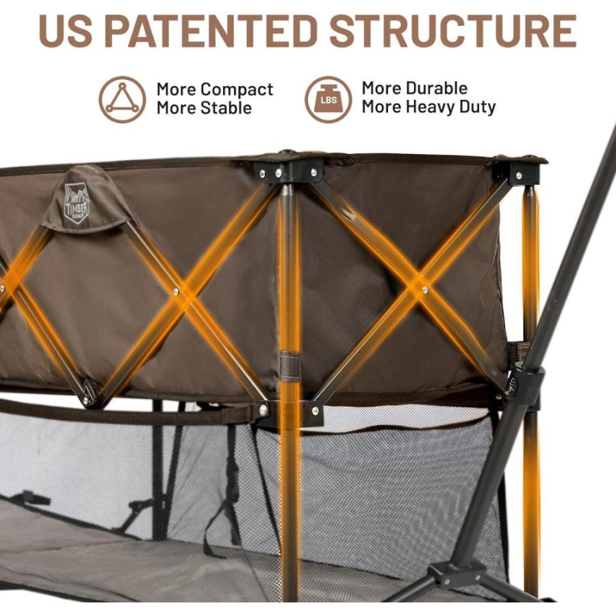 Timber Ridge 400l Large Capacity Folding Double Decker Wagon, 54 Extra Long Extender Wagon Cart, 450lbs Heavy Duty Collapsible Wagon, All-Terrain Big Wheels For Camping, Sports, Shopping, Brown