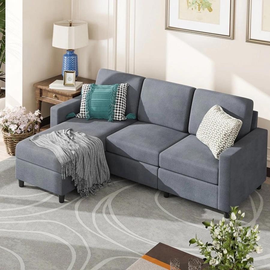 Walsunny Convertible Sectional Sofa Couch, L-Shaped Couch With Modern Linen Fabric