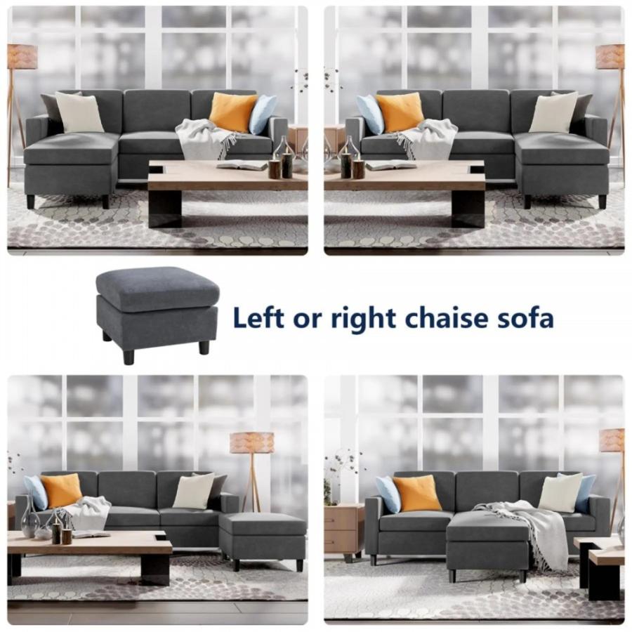 Walsunny Convertible Sectional Sofa Couch, L-Shaped Couch With Modern Linen Fabric