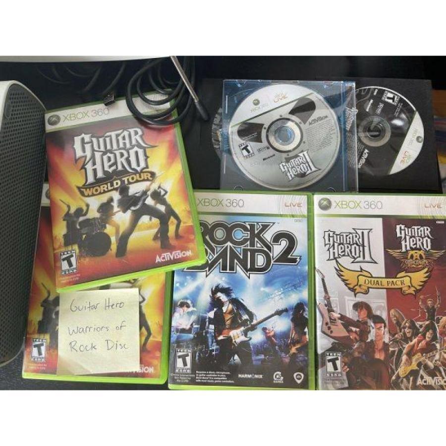 Xbox 360 Guitar Hero Lot Game Controller Drums Console Cords Rock Band 2 3 Tour