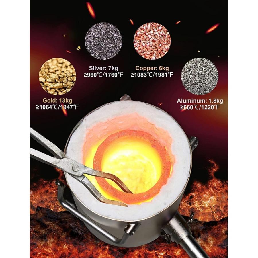 Xchenbi Propane Melting Furnace Kits, 6kg(13lb) Graphite Crucible, Up To 2372沈, Made Ofsteel Barrel, Smelt Metal,with Goggles And High Temperature Gloves