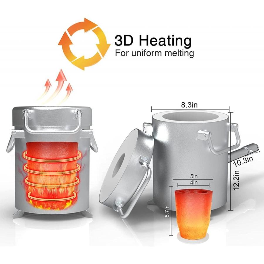 Xchenbi Propane Melting Furnace Kits, 6kg(13lb) Graphite Crucible, Up To 2372沈, Made Ofsteel Barrel, Smelt Metal,with Goggles And High Temperature Gloves