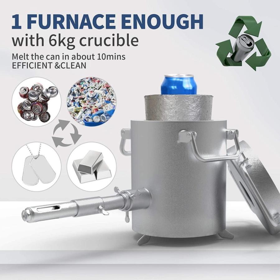 Xchenbi Propane Melting Furnace Kits, 6kg(13lb) Graphite Crucible, Up To 2372沈, Made Ofsteel Barrel, Smelt Metal,with Goggles And High Temperature Gloves