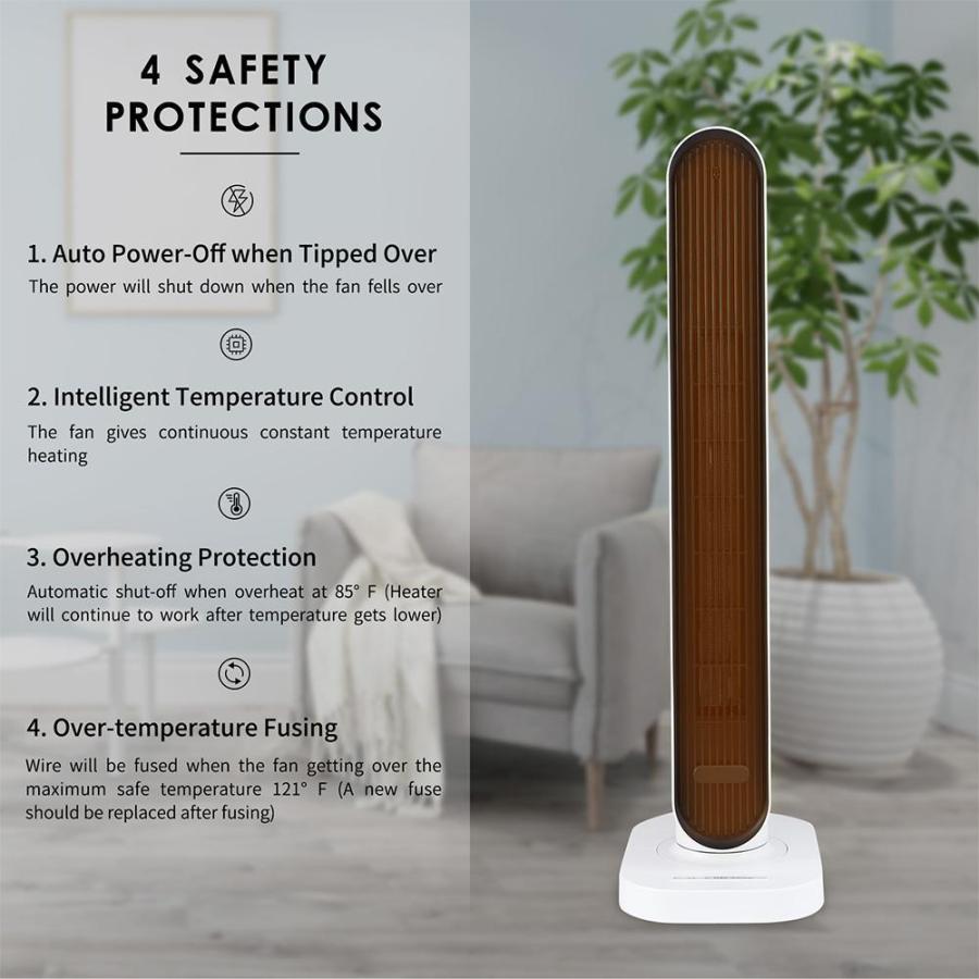 Yipa Portable Heating Tower Instant Space Heater Overheating Protection White Heaters Fan 1500w Whole Room Bedroom Home